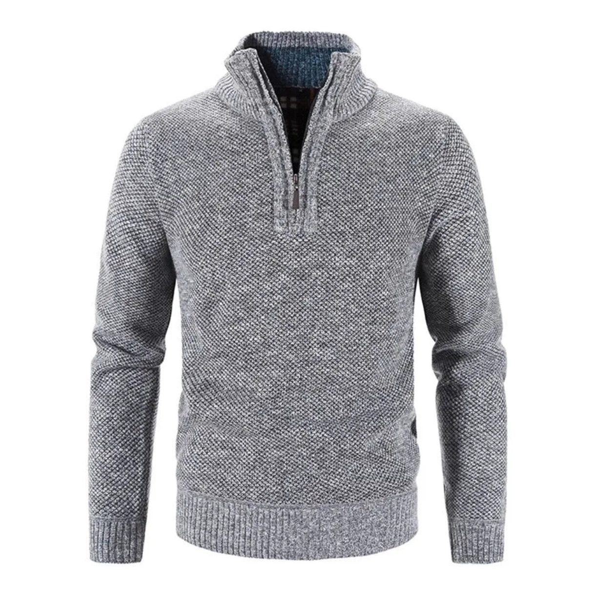 Gebreide Slim Fit Trui met Ritskraag