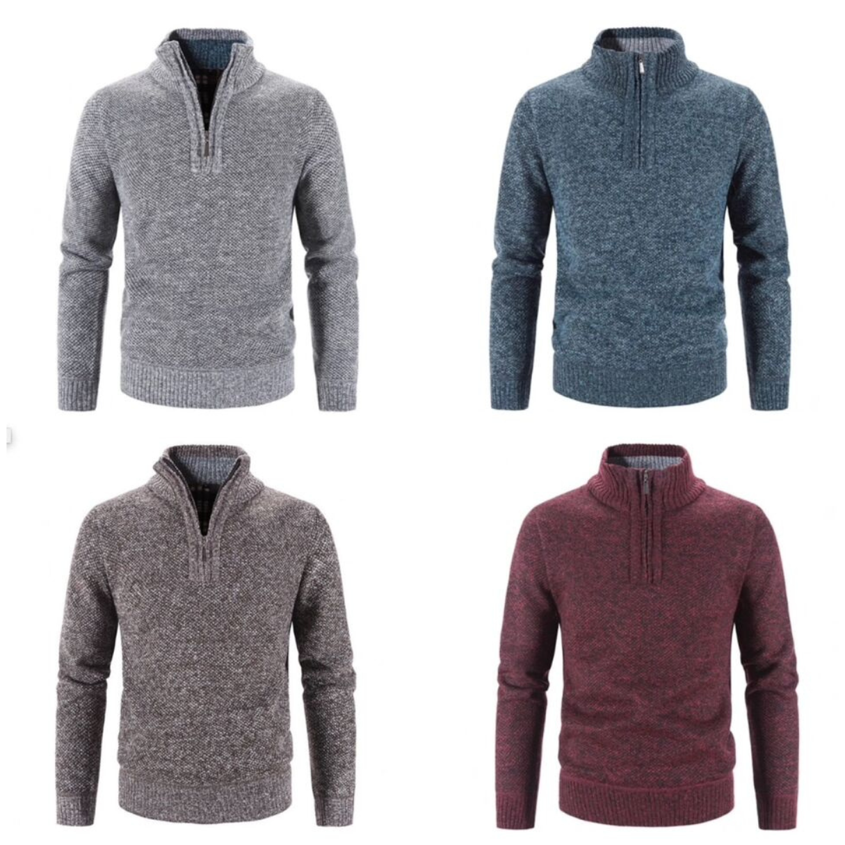 Gebreide Slim Fit Trui met Ritskraag